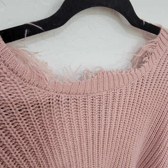 Polly & Esther Dusty Pink Fringe Sweater - Picture 6 of 8